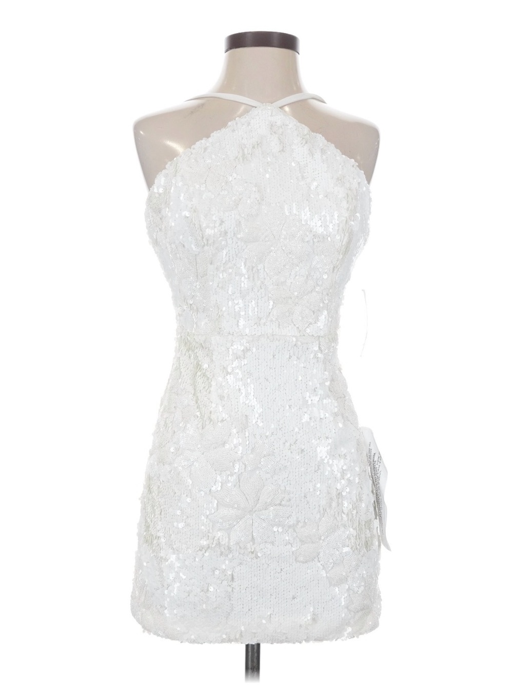 NWT Dress the Population White Sequin Halter Mini Dress